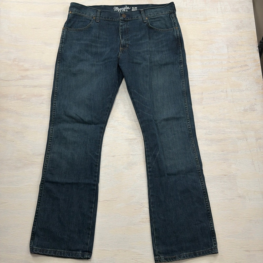 Wrangler Jeans Retro Slim Boot Cut 1077MWZRW Blue Denim Mens 36x32